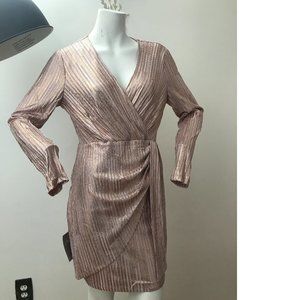 Le Chateau  Champagne Blush Rose Gold Bodycon  Wrap Formal cocktail dress